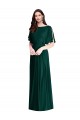 V-Back Ever Green A-Line Bateau Neck Long Semi Formal Evening Dress Canada Online