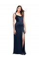 Low Back Dark Navy A-Line Cowl Neck Long Formal Evening Dress Canada Online