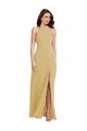 Open Back Gold A-Line Halter Neck Long Semi Formal Evening Dress Canada Online