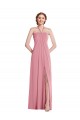 Open Back Skin Pink A-Line Halter Neck Long Semi Formal Evening Dress Canada Online