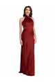 Open Back Burgundy A-Line Halter Neck Long Black Tie Evening Dress Canada Online