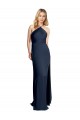 Open Back Dark Navy A-Line Halter Neck Long Formal Evening Dress Canada Online