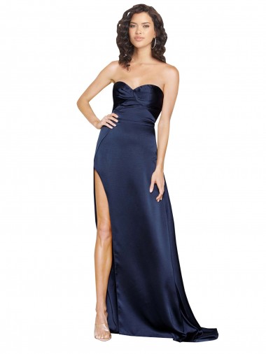 Low Back Sapphire A-Line High Neck Long Formal Evening Dress Canada Online