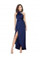 Sapphire A-Line High Neck Long High Low Evening Dress Canada Online