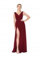 V-Back Burgundy A-Line High Neck Long Black Tie Evening Dress Canada Online