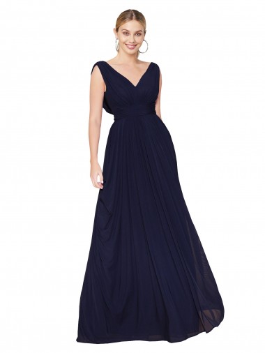Dark Navy A-Line High Neck Long Formal Evening Dress Canada Online