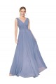 V-Back Dusty Blue A-Line High Neck Long Formal Evening Dress Canada Online