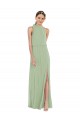 Smoke Green A-Line High Neck Long Semi Formal Evening Dress Canada Online