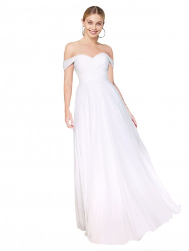 White A-Line High Neck Long Formal Evening Dress Canada Online
