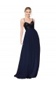 Dark Navy A-Line High Neck Long Semi Formal Evening Dress Canada Online