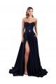 Low Back Dark Navy A-Line High Neck Long Formal Dress Canada Online