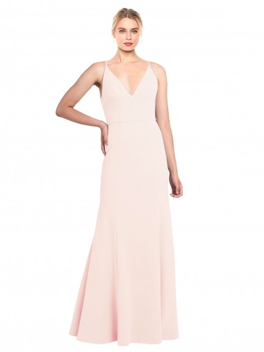 V-Back Pink A-Line High Neck Long Formal Evening Dress Canada Online