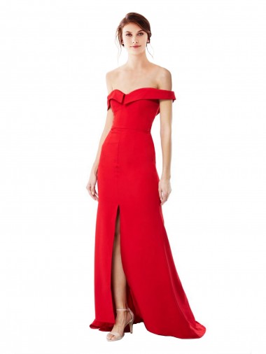 Red A-Line High Neck Long Evening Dress Canada Online