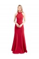 Open Back Red A-Line High Neck Long Formal Evening Dress Canada Online