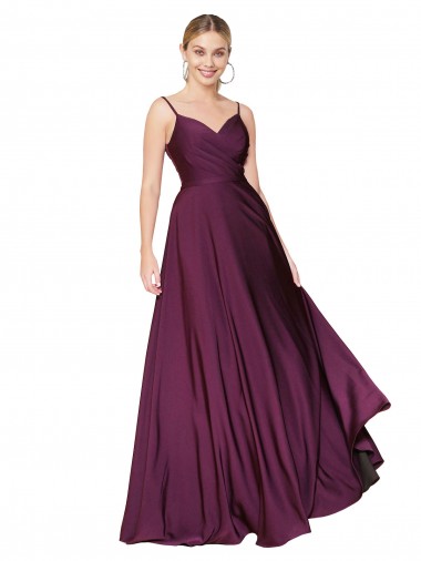V-Back Wild Berry A-Line High Neck Long Formal Evening Dress Canada Online