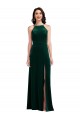 Dark Green A-Line High Neck Long Semi Formal Evening Dress Canada Online