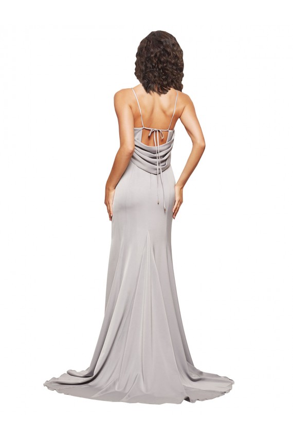 Low Back A-Line High Neck Sweep Train Formal Evening Dress Canada Online