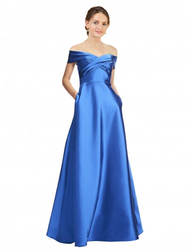A-Line Off the Shoulder Long Black Tie Evening Dress Canada Online