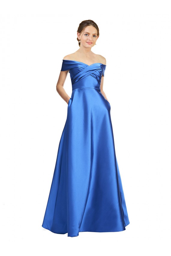 A-Line Off the Shoulder Long Black Tie Evening Dress Canada Online