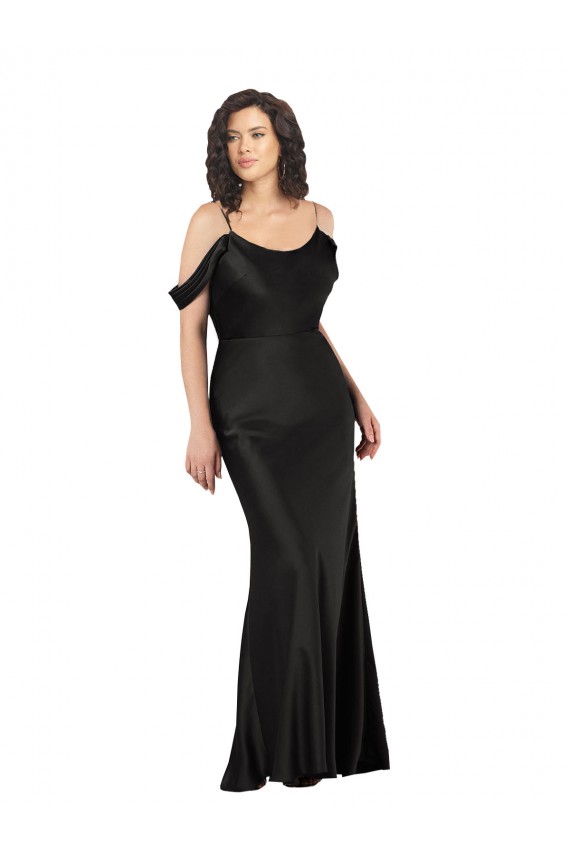 Low Back Black A-Line Off the Shoulder Long Formal Dress Canada Online