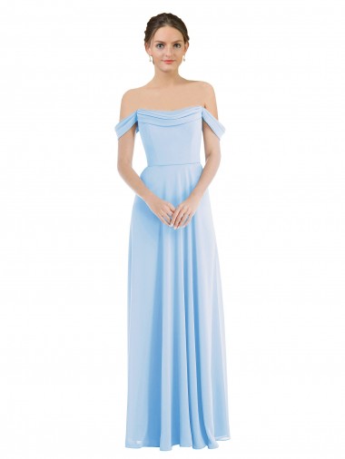 Light Sky Blue A-Line Off the Shoulder Long Formal Evening Dress Canada Online