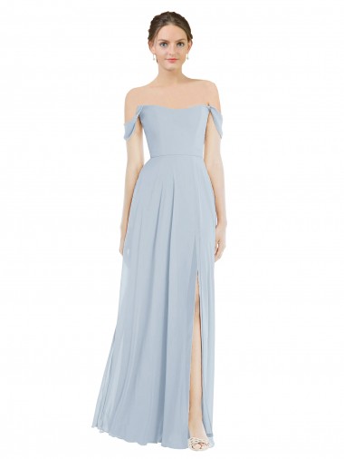 Sea Glass A-Line Off the Shoulder Long Semi Formal Evening Dress Canada Online