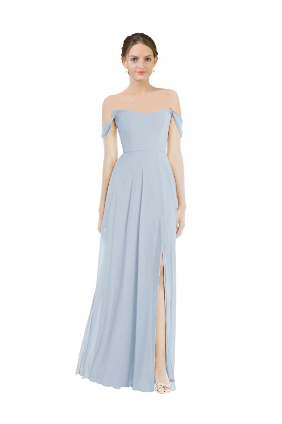 Sea Glass A-Line Off the Shoulder Long Semi Formal Evening Dress Canada Online