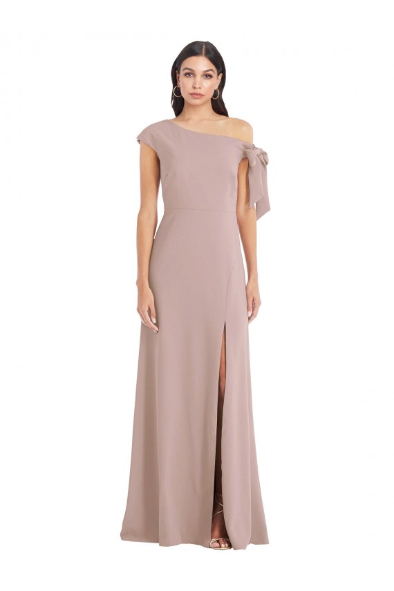 Dusty Pink A-Line Off the Shoulder Long Formal Evening Dress Canada Online