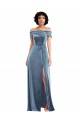 Dusty Blue A-Line Off the Shoulder Long Semi Formal Evening Dress Canada Online