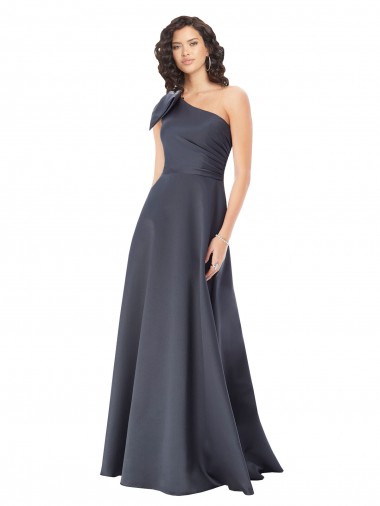 Satin A-Line One Shoulder Sleeveless Long Formal Evening Dress Canada Online