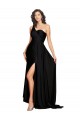 Black A-Line One Shoulder Long Black Tie Evening Dress Canada Online