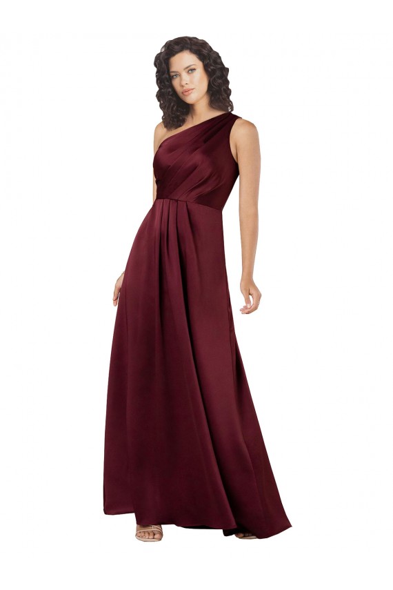 Burgundy A-Line One Shoulder Long Formal Evening Gown Canada Online