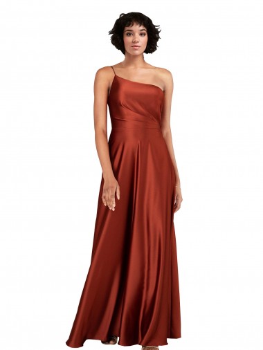 Burnt Orange A-Line One Shoulder Long Black Tie Evening Dress Canada Online