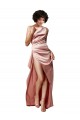 Open Back Dusty Pink A-Line One Shoulder Long Formal Evening Dress Canada Online