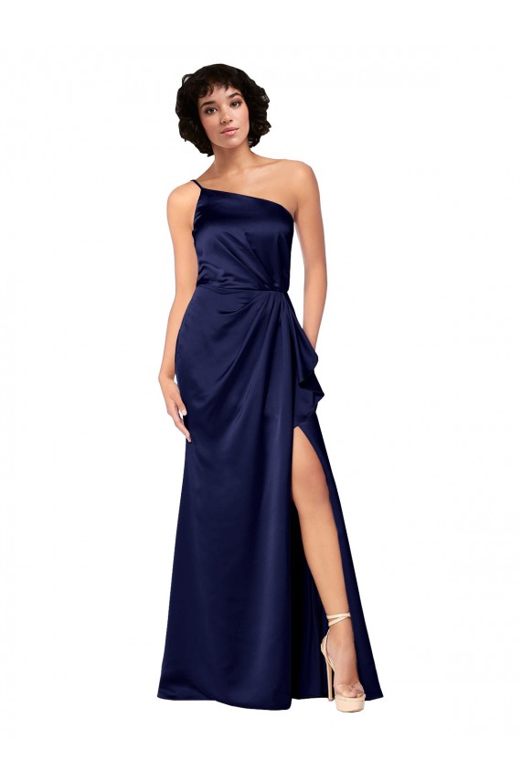 Sapphire A-Line One Shoulder Long Black Tie Evening Dress Canada Online