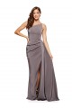 Slate Grey A-Line One Shoulder Long Formal Evening Dress Canada Online
