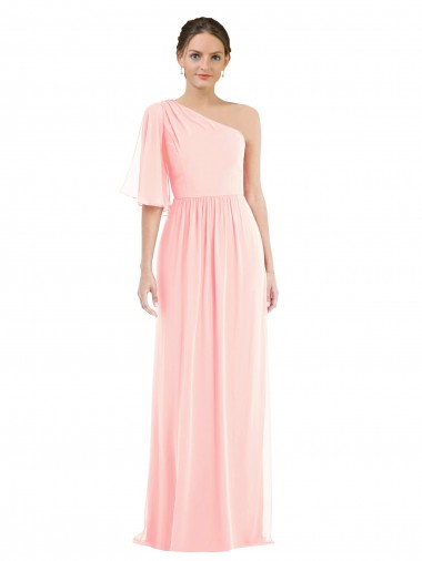 Pink A-Line One Shoulder Long Semi Formal Evening Dress Canada Online