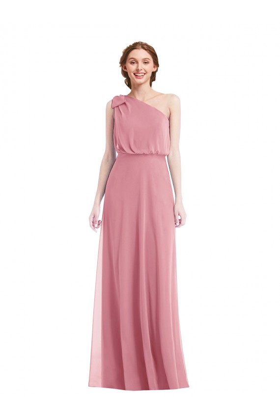 Skin Pink A-Line One Shoulder Long Semi Formal Evening Dress Canada Online