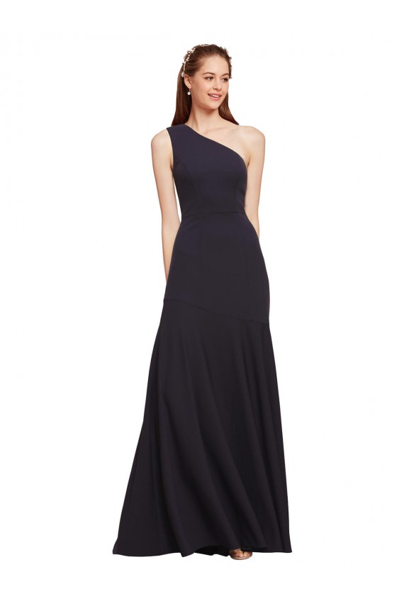 Dark Navy A-Line One Shoulder Long Formal Evening Dress Canada Online