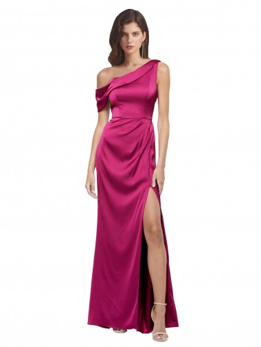 Fuchsia A-Line One Shoulder Long Evening Dress Canada Online