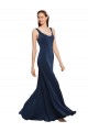 Low Back Dark Navy A-Line Round Neck Long Evening Dress Canada Online