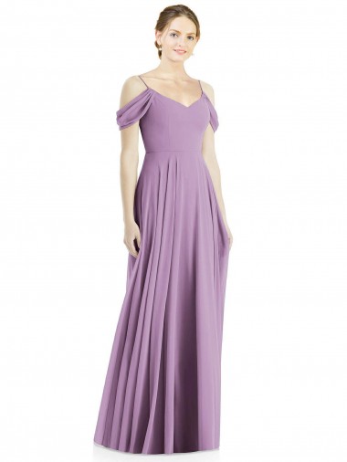 Low Back Dark Lavender A-Line Spaghetti Straps Long Semi Formal Evening Dress Canada Online