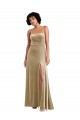Low Back Champagne A-Line Square Neck Long Formal Evening Dress Canada Online