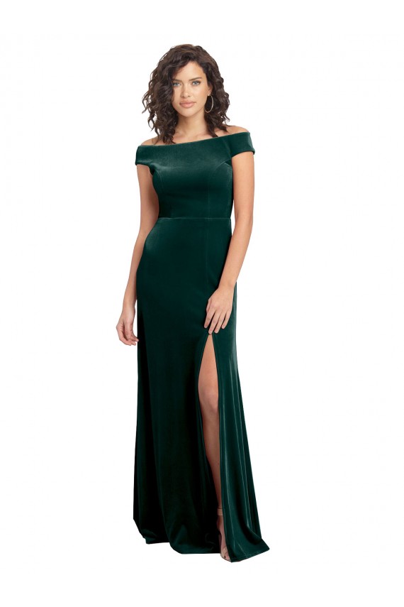 Dark Green A-Line Square Neck Long Formal Evening Dress Canada Online