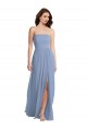 Dusty Blue A-Line Strapless Long Semi Formal Evening Dress Canada Online