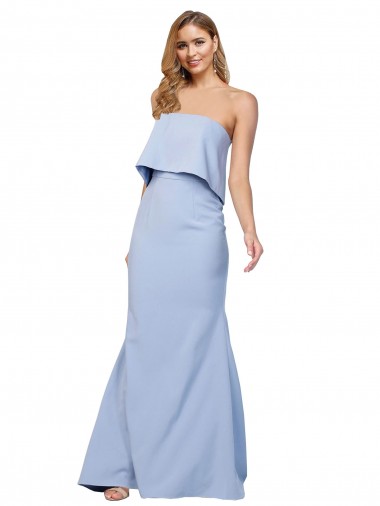 Low Back Light Sky Blue A-Line Strapless Long Formal Dress Canada Online
