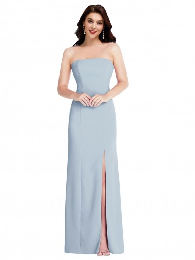 Low Back Light Sky Blue A-Line Strapless Long Formal Evening Dress Canada Online