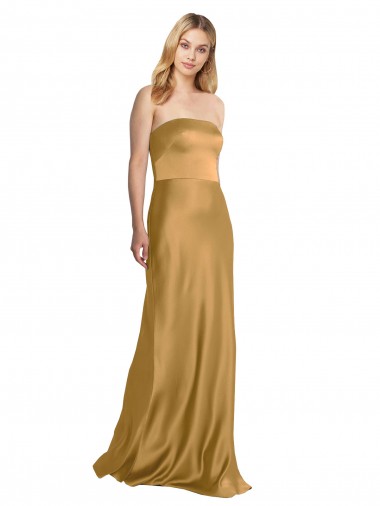 Gold A-Line Strapless Long Formal Evening Dress Canada Online