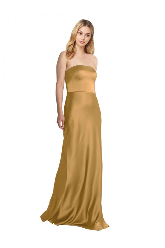Gold A-Line Strapless Long Formal Evening Dress Canada Online