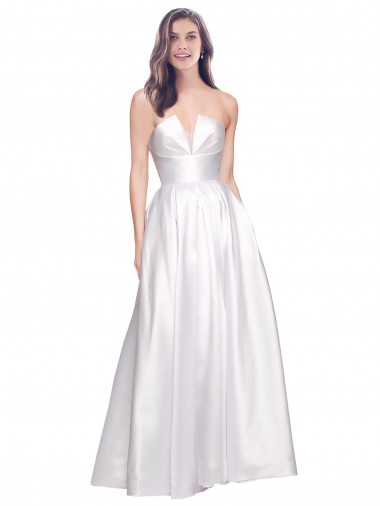 Low Back White A-Line Strapless Long Formal Evening Dress Canada Online